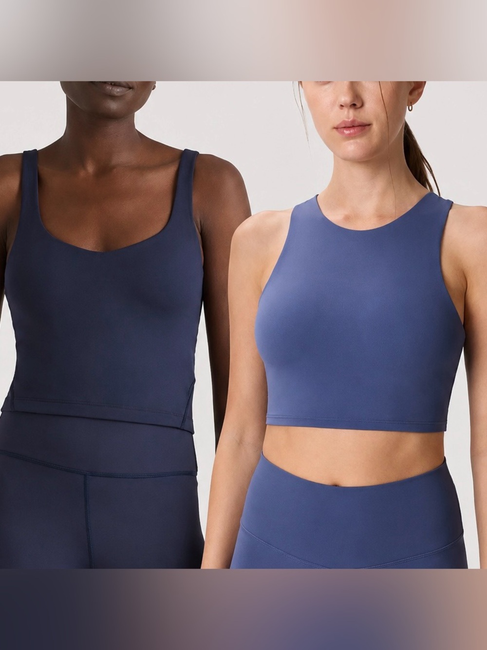 Quince NWOT 2 Pc. Bundle Ultra Form Cropped Tanks Deep Navy and Storm Blue Small